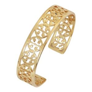 TORY BURCH • Gold Wide Logo Cuff Bracelet